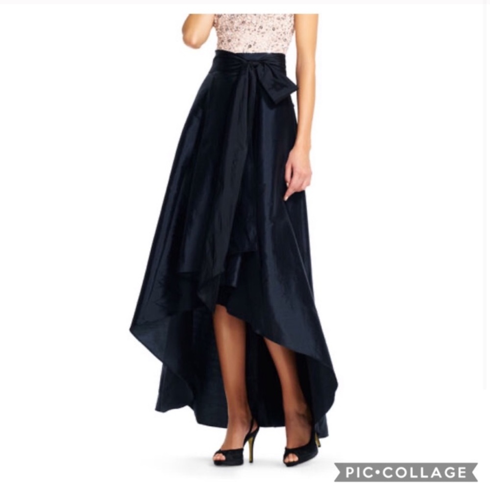Dark Blue hi-low skirt with a wrap to tie in front.